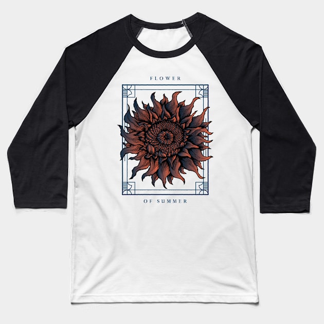 Heraldic Copper Sunflower Baseball T-Shirt by kansaikate